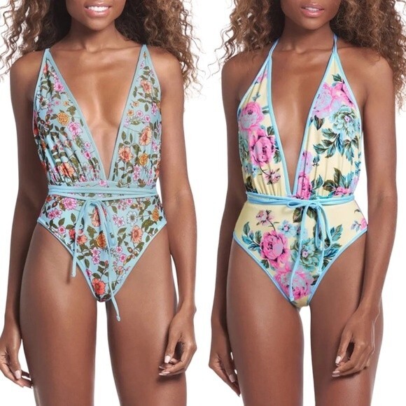 NWT Maaji Reversible Convertible Strap One-Piece Floral Swimsuit Size Medium NEW - Picture 1 of 14